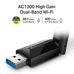 Tp-Link AC1300 High Gain Wireless Dual Band USB Adapter Archer T3U Plus