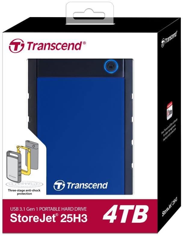 Transcend USB 3.1 Gen 1 Portable Hard Drive StoreJet 25H3 4TB