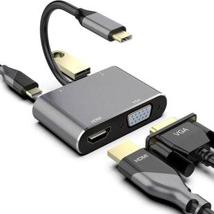 Support 4k USB-c to hub pd HDMI + VGA + USB Adapter 4 in 1