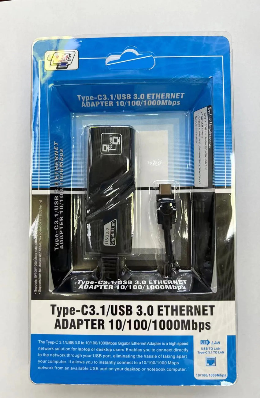 Type-C 3.1 USB 3.0 Ethernet adapter 10/100/1000 Mbps