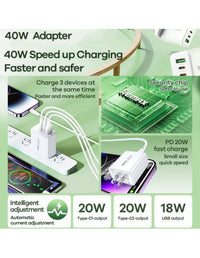 Remax Fast Charging 40W USB-A, Type-C Adapter